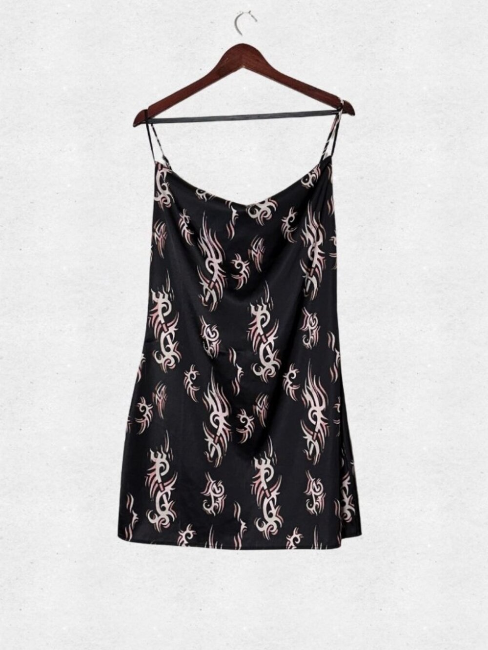 Urban Outfitters Black Slinky Silky Satin Mini Slip Mallory Dress Large Cyber